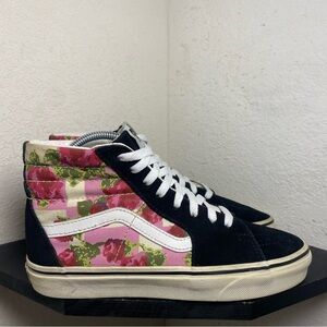 Vans sk8 hi black pink floral